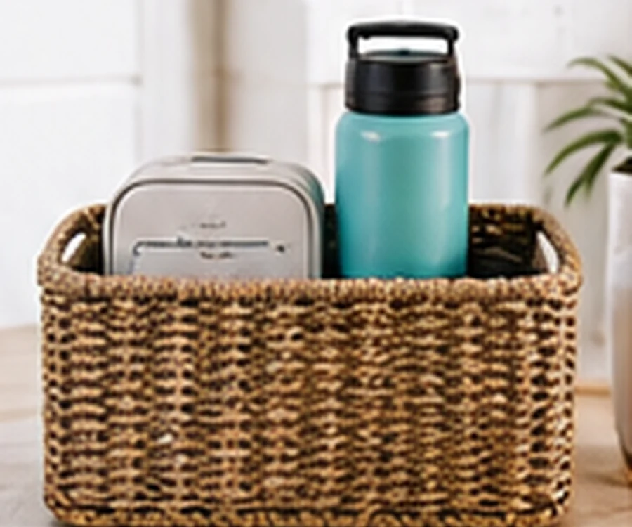 A basket holding school-morning essentials