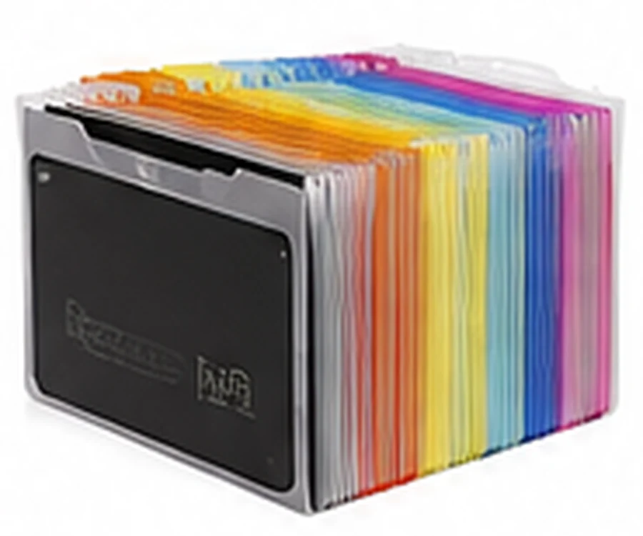 An expanding folder holding school forms